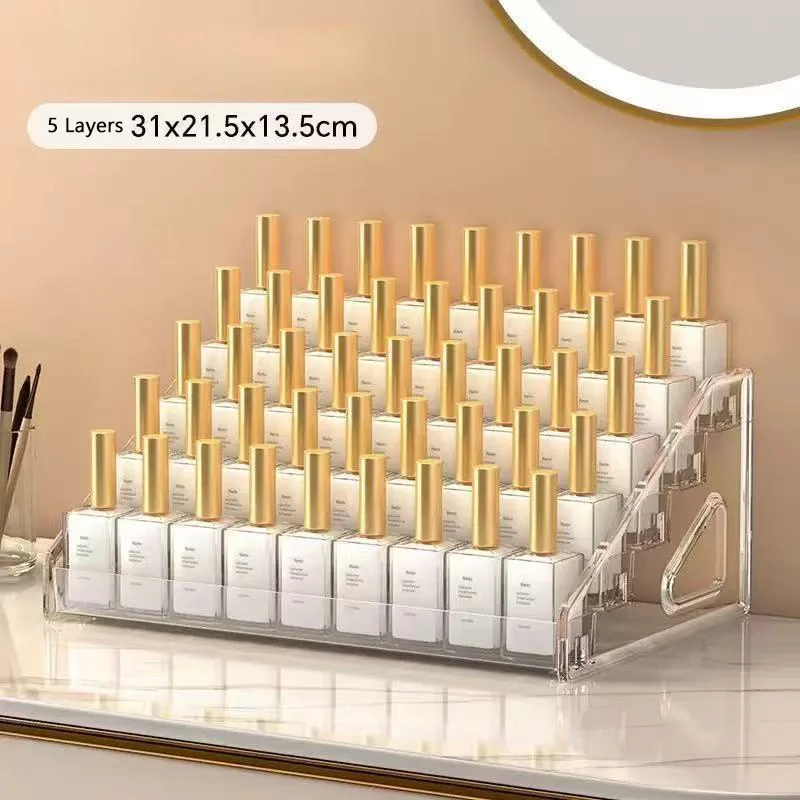 Nail Polish Display Stand Lipstick Storage Box Nail Salon Cosmetic Tabletop Display Rack Acrylic Transparent Multi-layer
