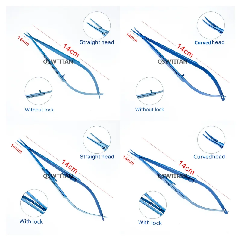 

14cm Ophthalmic Cosmetic Surgery Titanium Needle Holder with Lock and Non-Lock Design