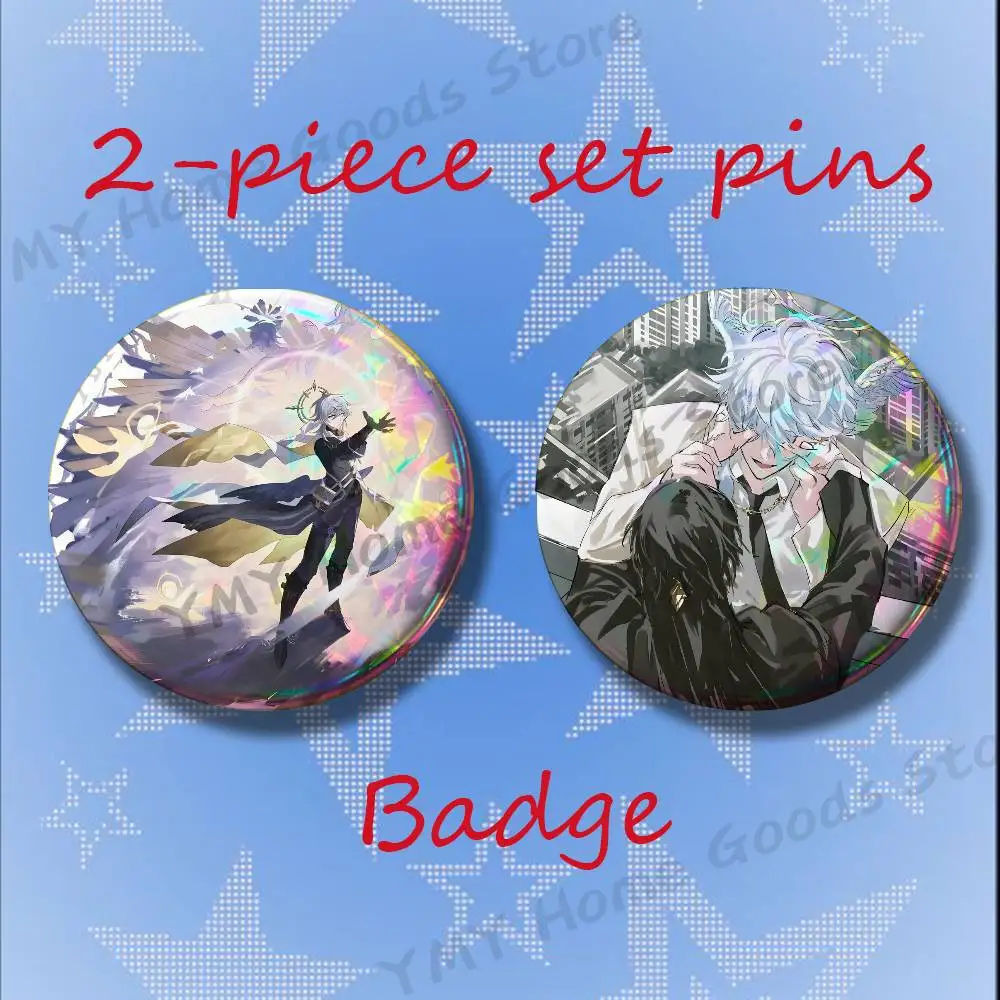 Charmony Dove Sunday H-Honkai Brooches for Backpack Accessories 25 32 44 58 75mm Round 2-piece set Free Mix