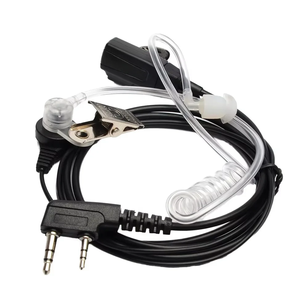 

Walkie Talkie Earphone Kit Air Tube Headset W/Collar Clip In-Line Mic Clear Eartube K Plug In-Ear Hands-Free Headset