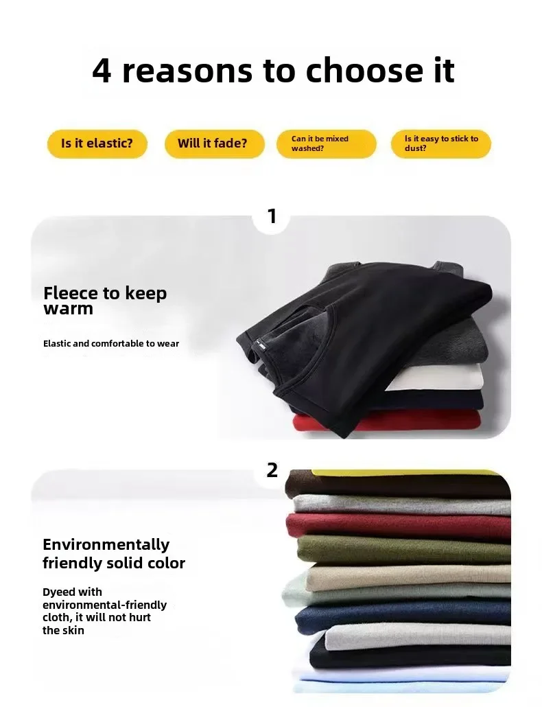 Winter-Herren-Thermo-Unterwäsche Oberteile, Rundhals-Langarm-T-Shirt, Basisschicht-Oberteil, Langärmeliges Freizeit-T-Shirt – Detail 6