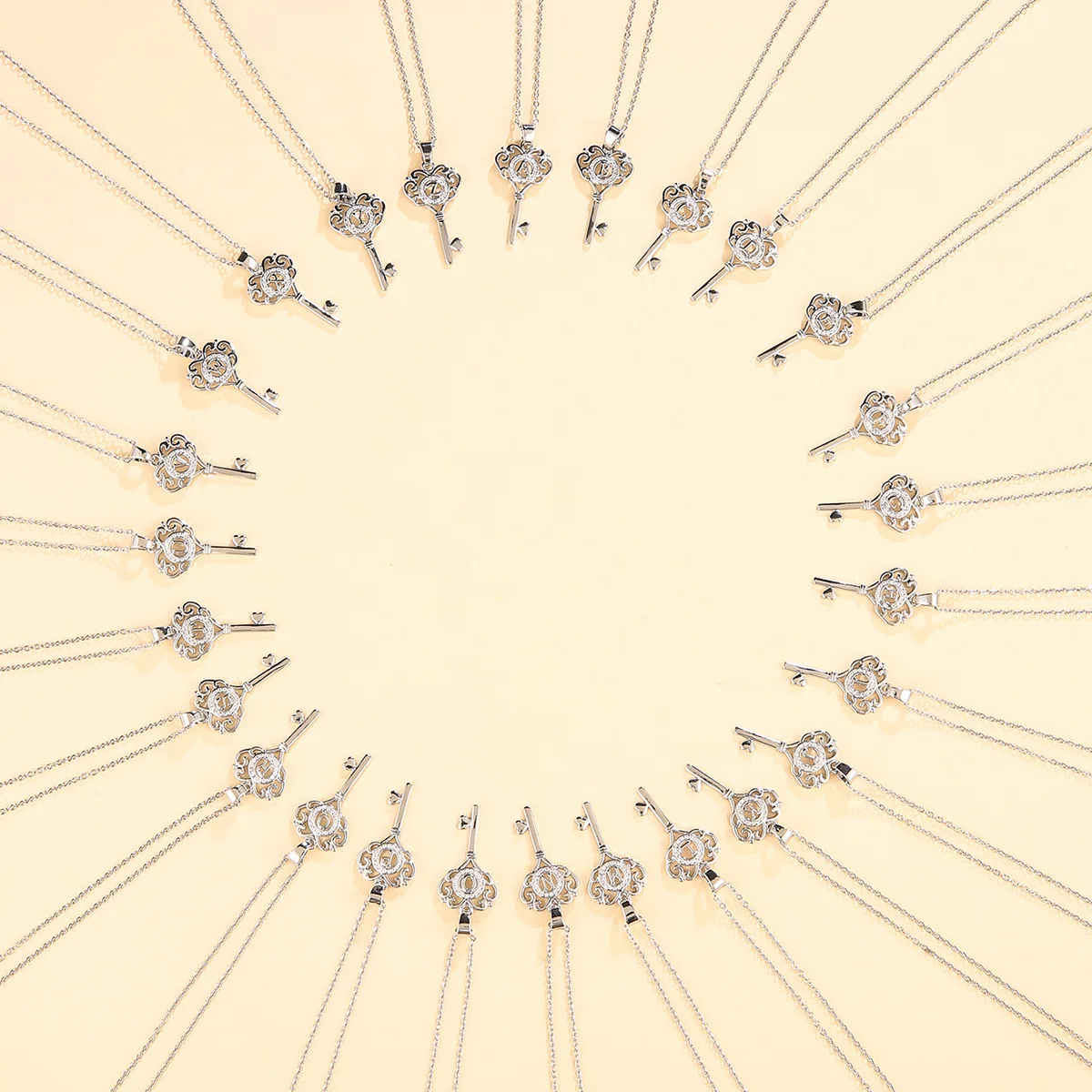 Fashionable Copper Pendant Necklace with Embedded Diamonds A- Z English 26 Letters Unisex Stylish Keychain Jewelry