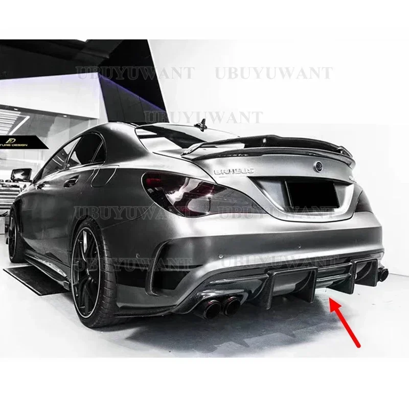 Rear Bumper Diffuser Lip for Mercedes-Benz CLA W117 C117 CLA200 CLA250 Sport CLA45 AMG 2013 - 2019 Carbon Fiber / Gloss Black