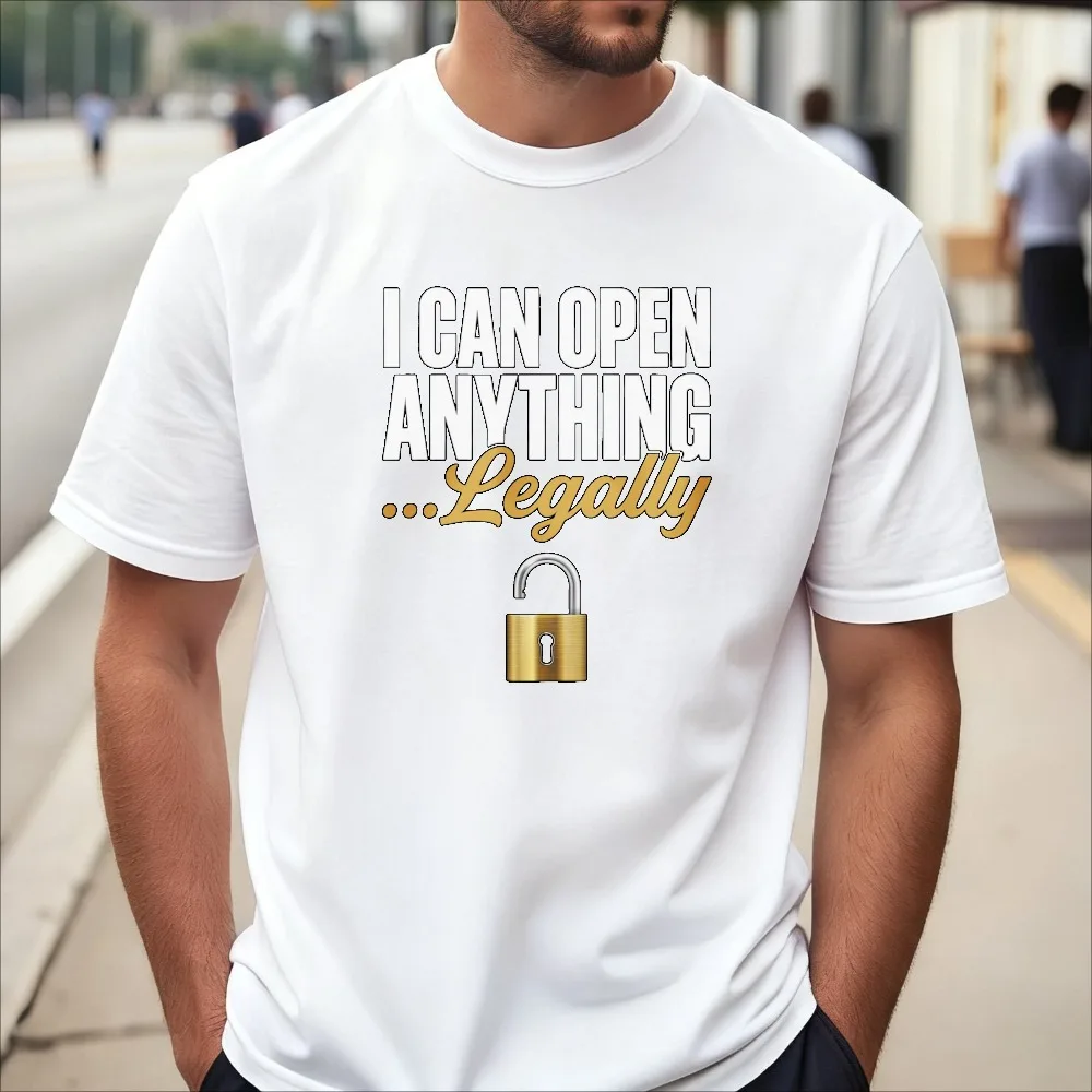I Can Open Anything Legally Funny Locksmith Gift T-shirt Casual Fashion Loose Harajuku Short Sleeve O-neck Summer Unisex Tees
