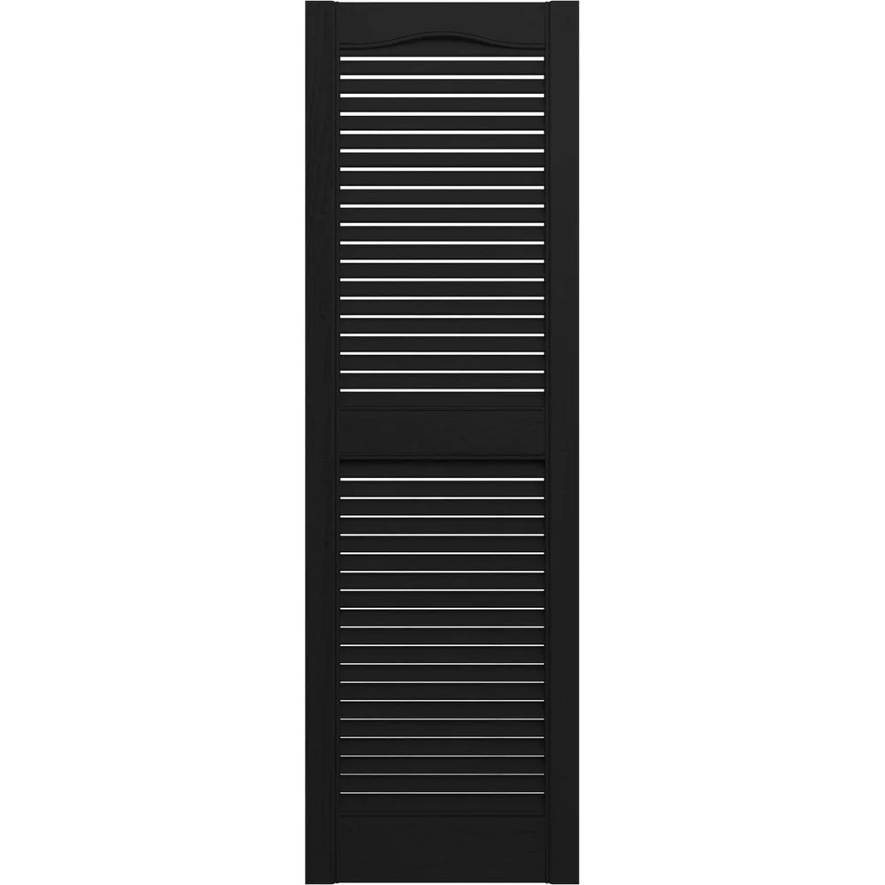 Durable Vinyl Cathedral Top Open Louver Shutters Pair Easy Install Weather Resistant Exterior Window Accents Color Matching
