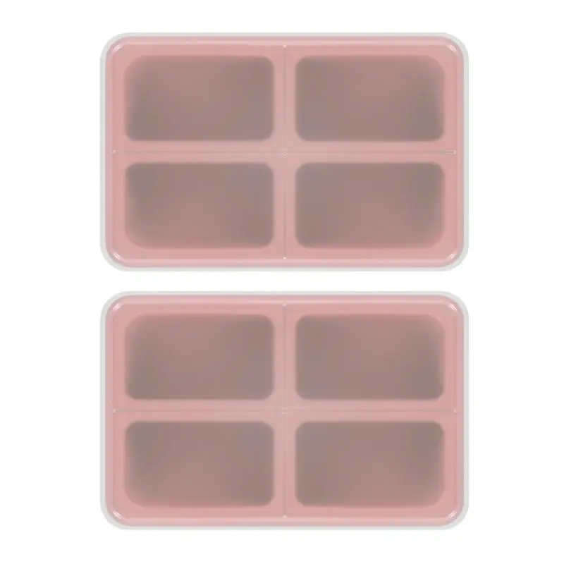 2Pcs Silicone Freezer Molds Easy Meal Preps Container Large Ice Cubes Freezer Mold