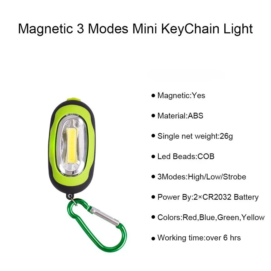 Portable Mini LED Flashlight Handy COB Keychain Torch 3 Lighting Modes For Indoor Outdoor Actives Camping Hiking Night Lighting