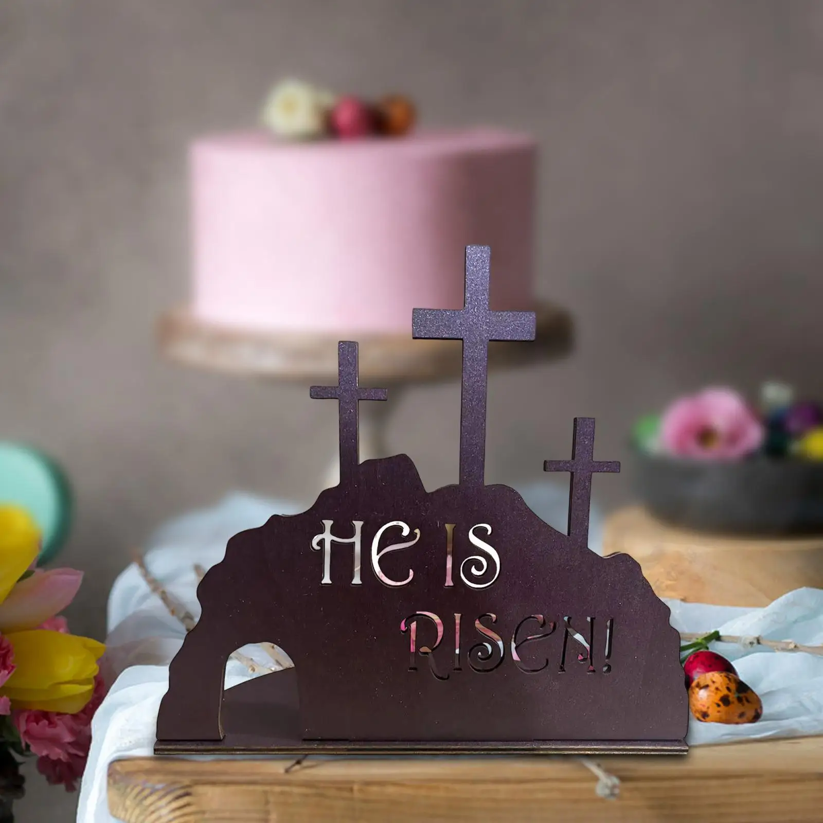 Easter Desktop Decoration Table Settings Bookshelf Desk Collectible Theme Party Handmade Artwork Wood Sign Multifunctional