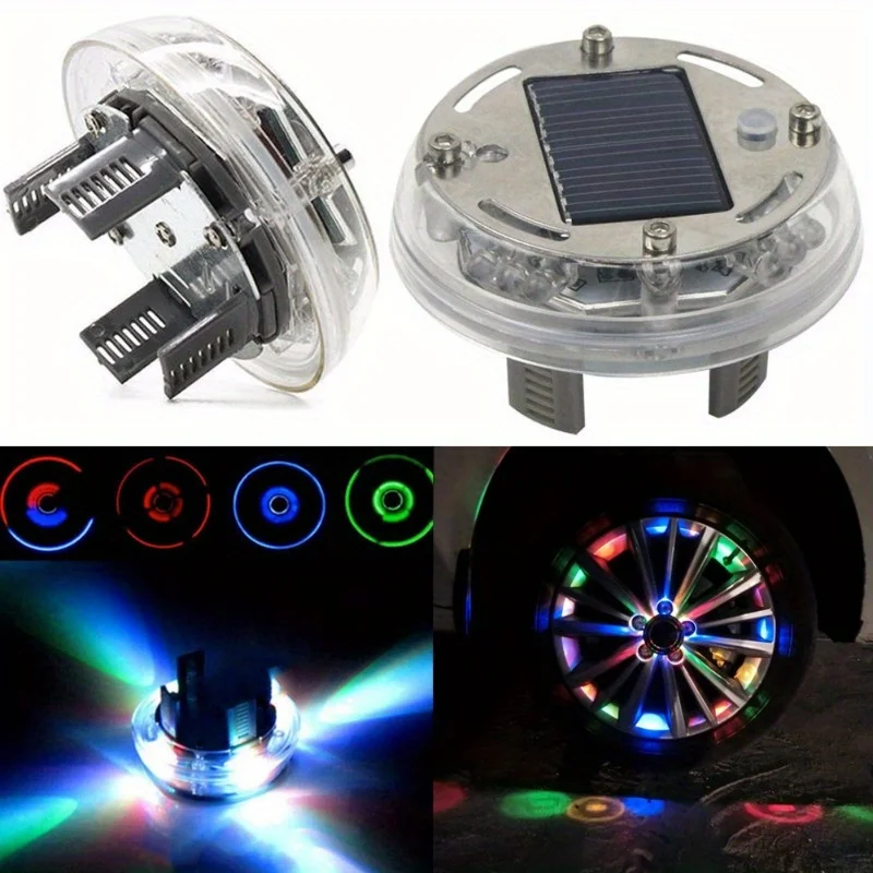 1/2/4pc 4 Mode 12 LED Car Covers Auto Solar Energy Flash Wheel Tire Light Lamp Car Decoration Light RGB Wheel Cap LED Rims Tires