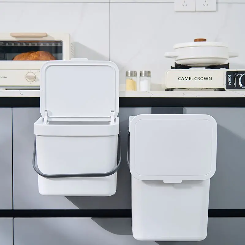 

Подвесные мусорные баки для кухни без перфорационных отверстий для хранения кухонных мусора с крышкой и ручкой, мусорное ведро, бытовые чистящие средства