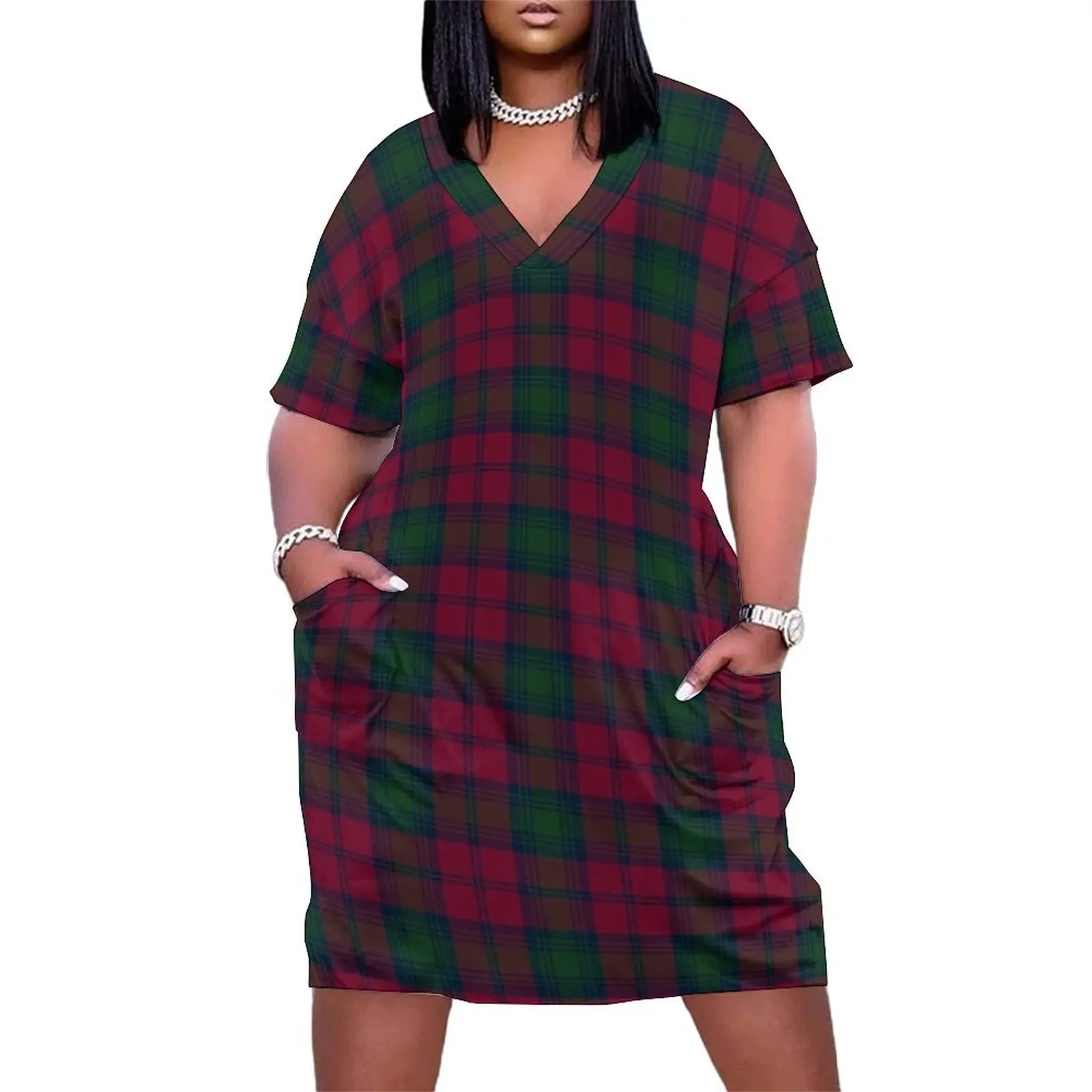 

Clan Lindsay Tartan Loose Pocket Dress beach outfits for women party dresses woman