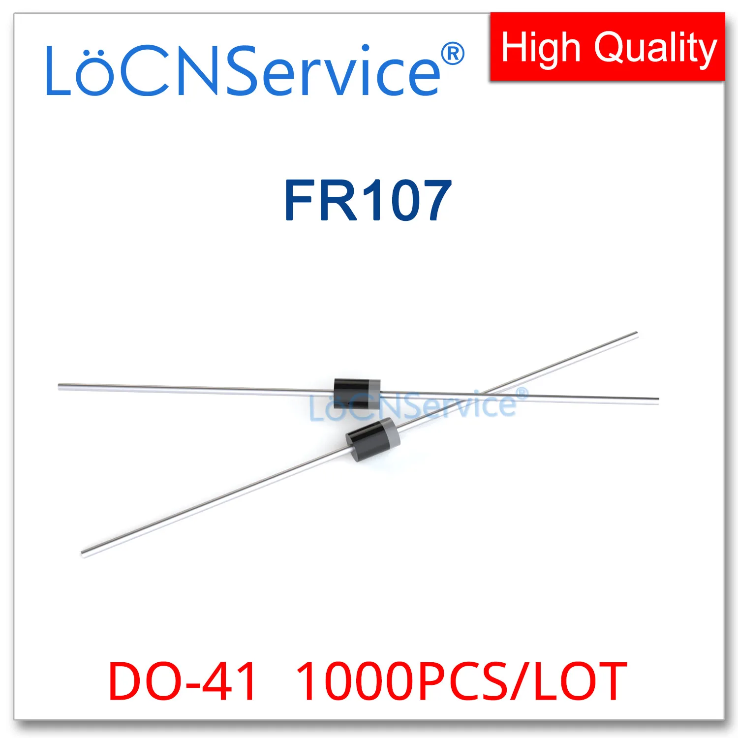 LoCNService 1000 Uds FR107 DO-41 1A 1000V 1KV rectificador de silicio chino de alta calidad DO41 DO-204AL DO204AL