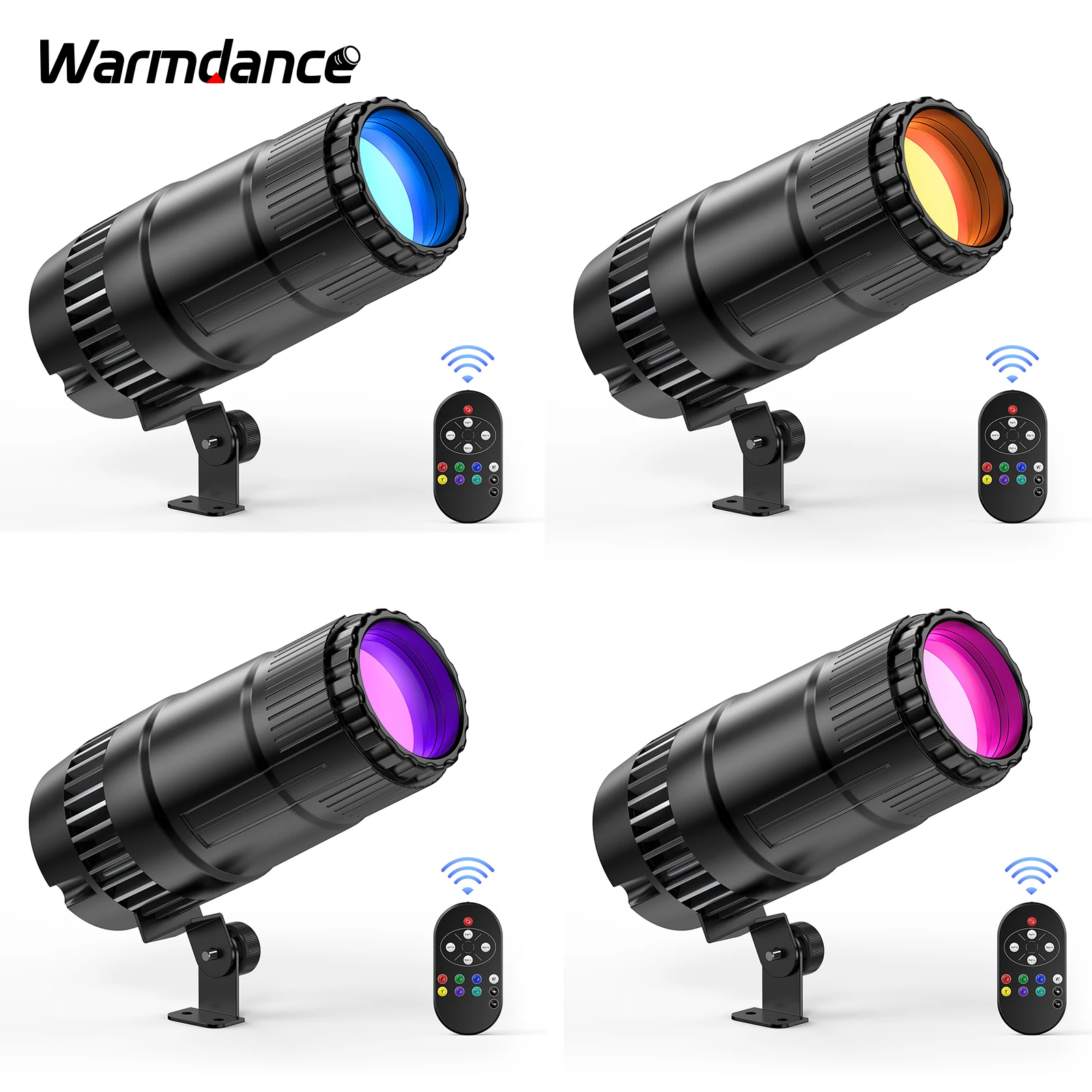 4PCS 20W 6-IN-1 Spot Lights RGBW LED Spotlights Remote Control Stage Lighting Effect Projector for Party Church Wedding Theater