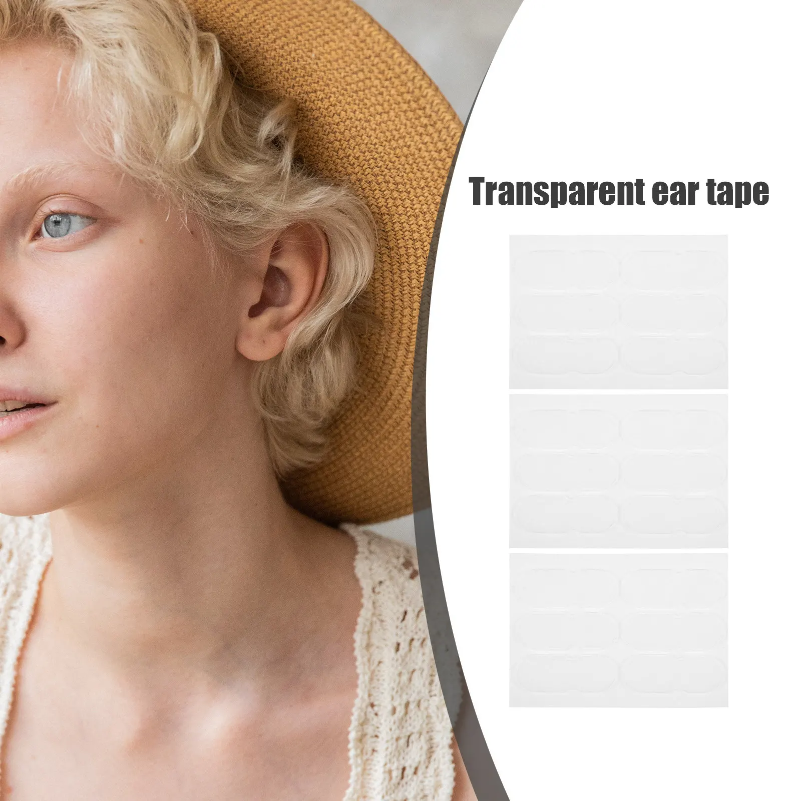 60Pcs Ear Veneer Silicone Stickers Transparent Vertical Correction Tape Invisible Ear Support for Women Daily Use