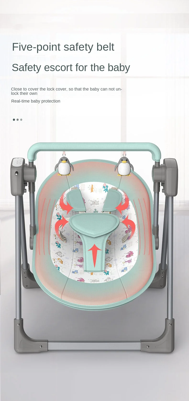 เก้าอี้โยกเด็ก Baby Swing แบบพกพาไฟฟ้าทารกแรกเกิด Cradle รีโมทคอนโทรลเพลงพับ Sleep Baby Cradle พร้อมมุ้งกันยุง