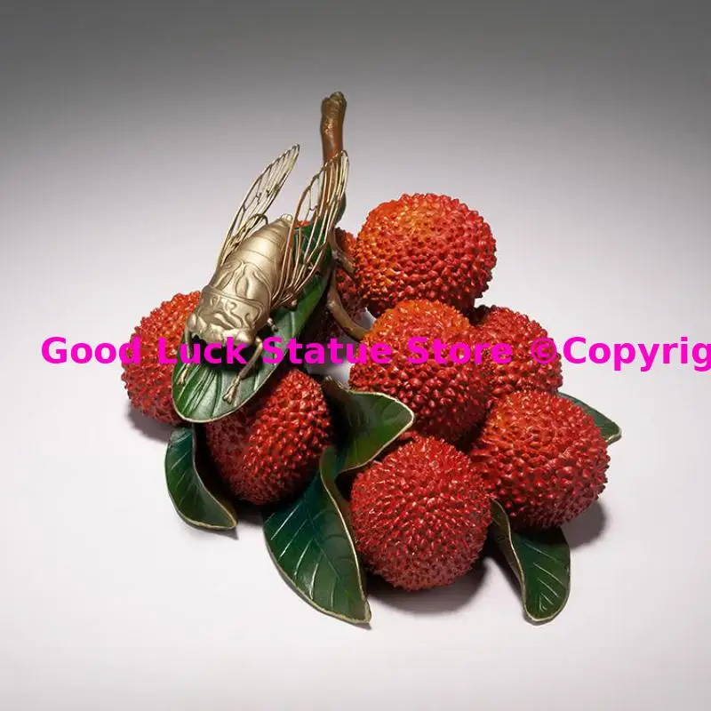 Amazing ART Litchi chinensis BEST Business gift Good luck decorationCOPPER Lucky Sculpture 2025 HOME Room OFFICE BAR CLUB decor