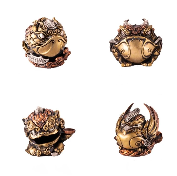Four‑Piece Q Version Lucky Beast Figurines Set, l Chinese Auspicious Desktop Decor Hand Play Ornaments
