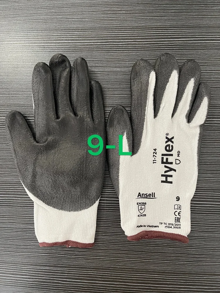 Ansell Hyflex 11-724 (144 pairs ) Cut 3 Resistant PU Palm Coated Gloves  INTERCEPT™yarn lining