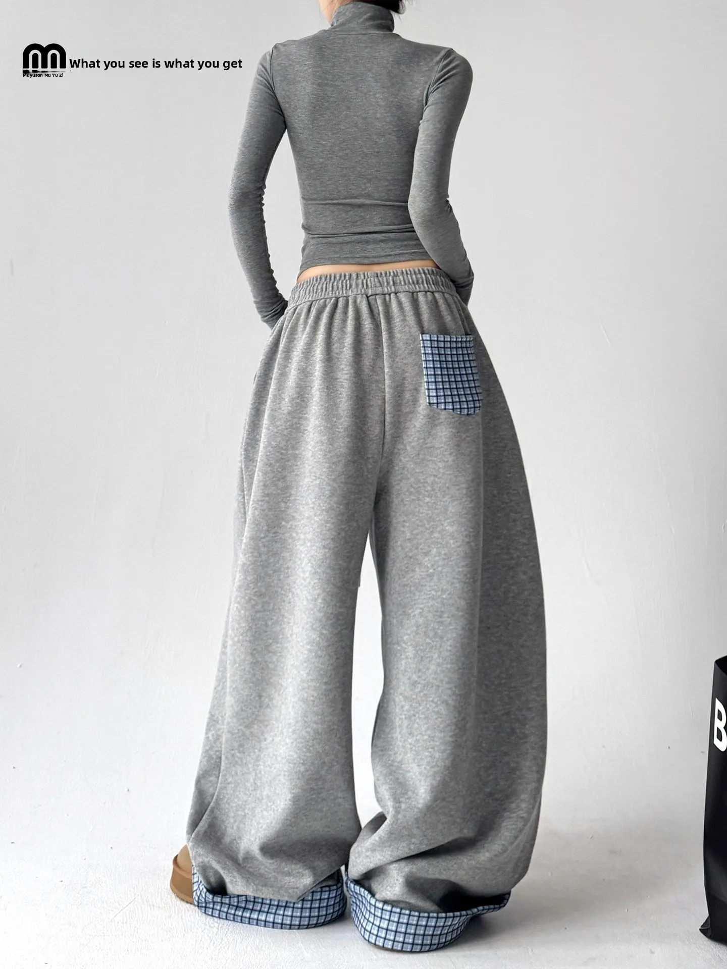 

Ay Dstring повседневные брюки женские широкие брюки с высокой талией осень-зима модные прямые брюки свободного покроя