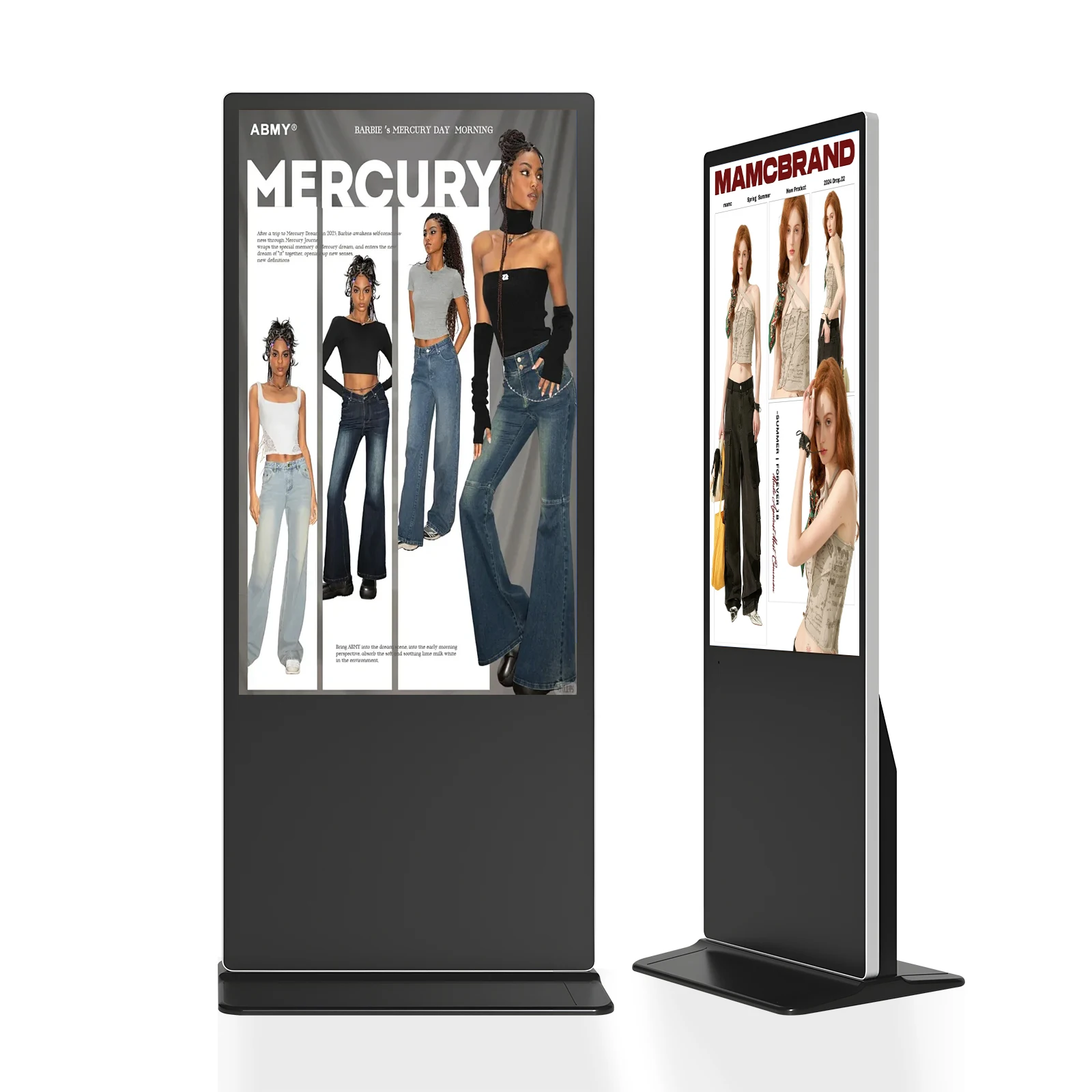 Indoor 50 Inch Floor Standing LCD Digital Signage Display Animation Anti-Glare Cloud Control Movable for Shopping Mall Airport
