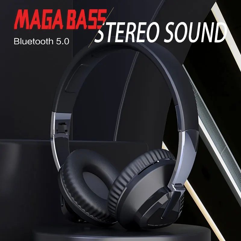 Bluetooth  Wireless Earphone Noise Cancel HiFi Stereo Sound Headset with Mic 20 Hours Playback Music Game Foldable Support TF