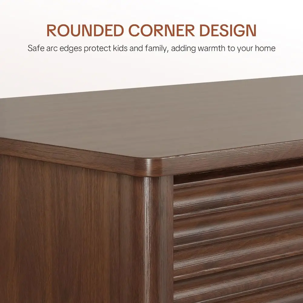 Modern Rectangular Lift-Top Coffee Table with Fluted Design, Storage, and Rounded Edges in Brown