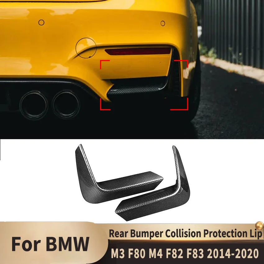 For BMW M3 F80 M4 F82 F83 2014-2020 Car Rear Bumper Collision Protection Lip Spoiler Body Kit Glossy Black or Carbon Fiber Look