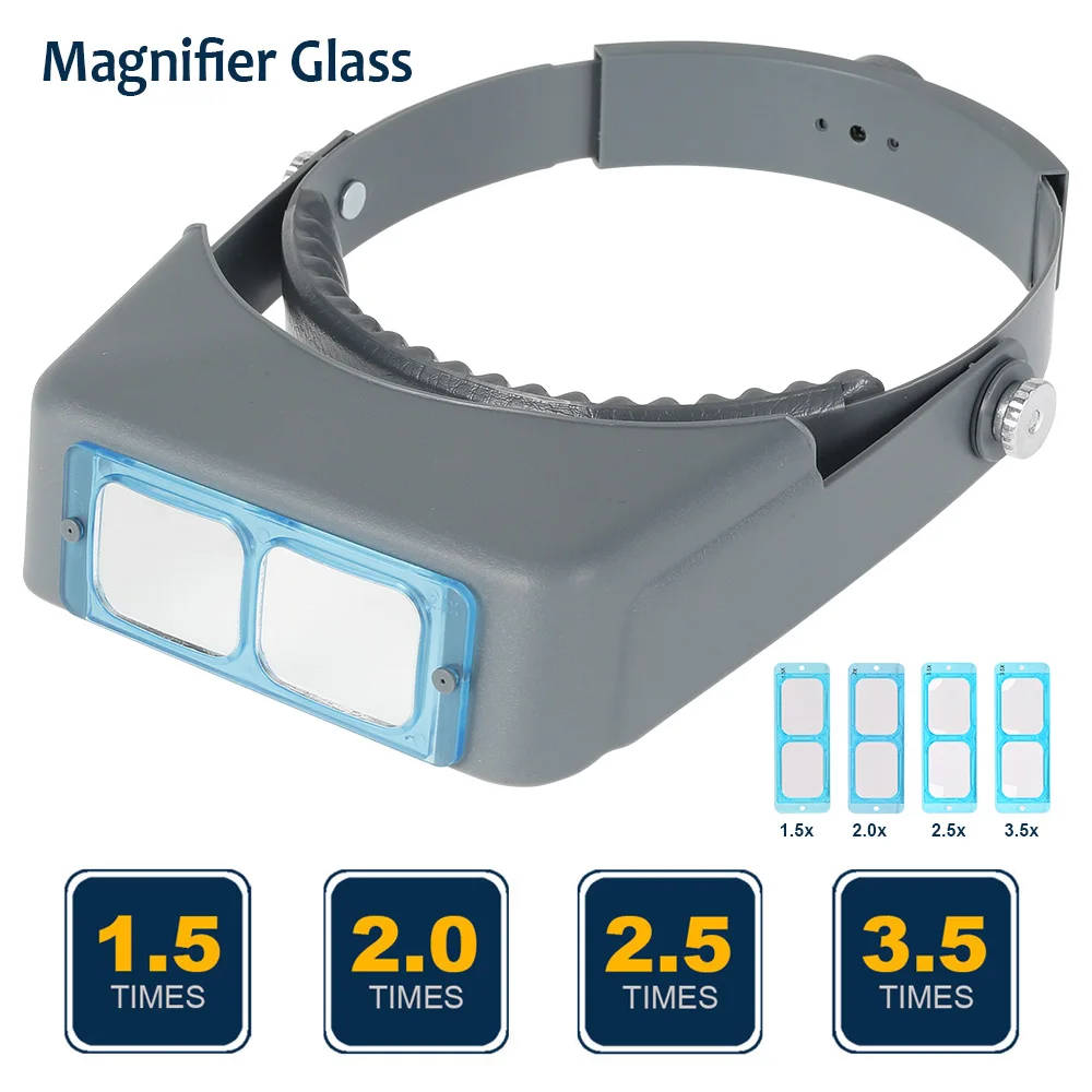 

1.5X 2X 2.5X 3.5X Magnifier With Headband Head Wearing Manifying Glass Hand Free Magnifier For Watch Repair Jewelry Appreciation