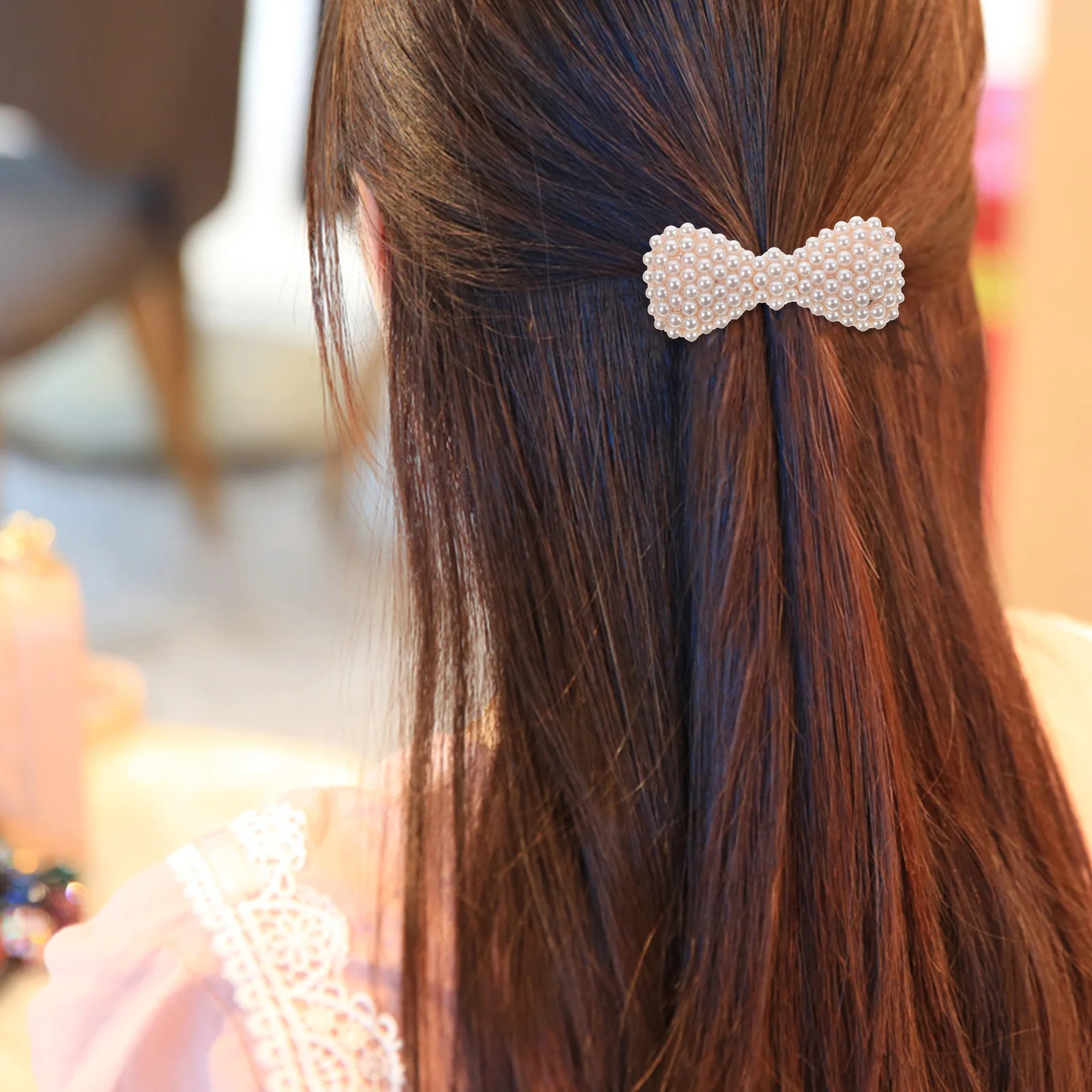 

Pearl Clips for Women Vintage Bow Alloy Metal Hairpins White Decorative Accessories Spring Hair Clip Girls Elegant Hair