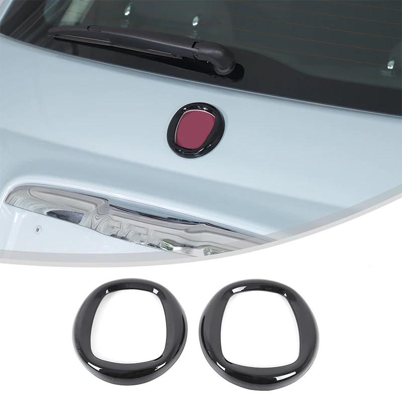 

For Fiat 500 2016-2025+ ABS Gloss Black Car Front and Rear Logo Decorative Stickers Car Exterior Protection Accessories 2Pcs