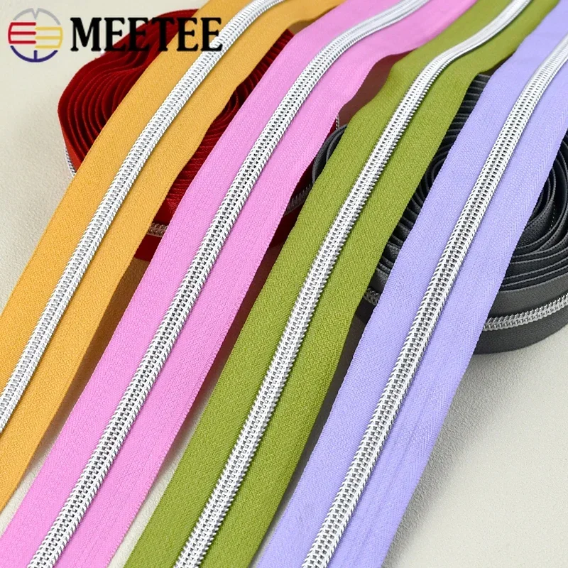 10-50M 5# Meetee Nylon Zipper Per Meter Sewing Zippers Closure for Clothes Bag Handle Zip Coil Replace Zips Repair Accessories