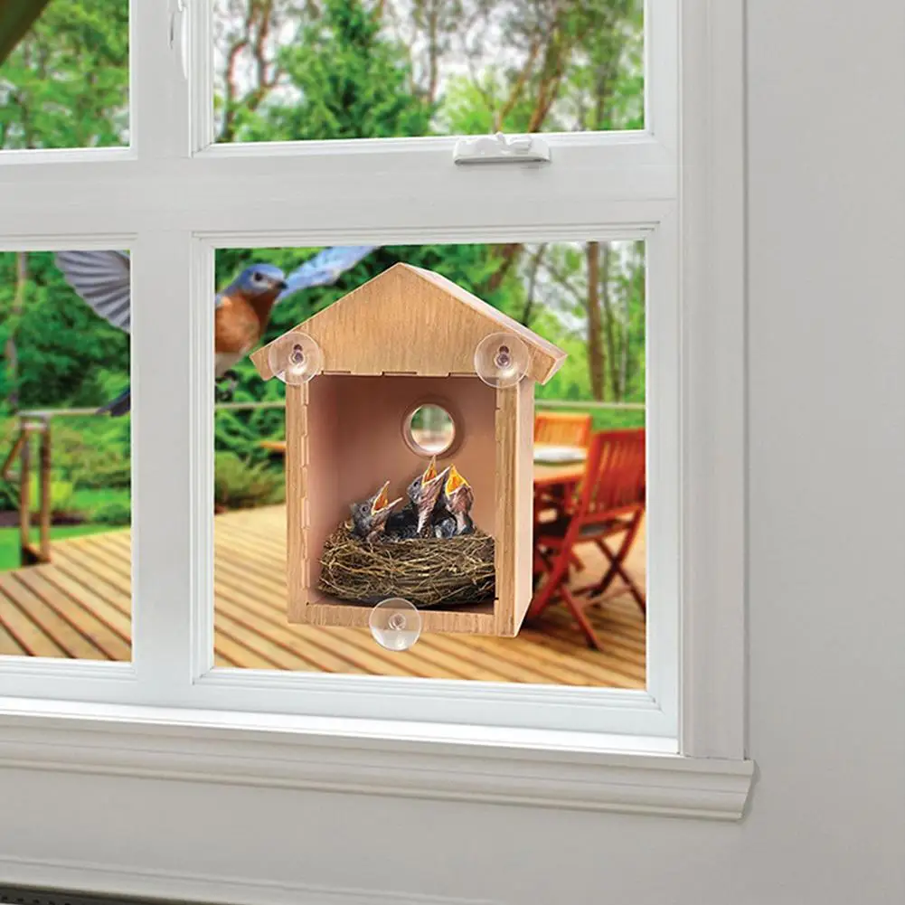 

1pcs Wooden Bird Feeder House Outdoor Decorative Weaved Water System Birdhouses Hanging Bedroom Feeding Pet Cage W6H0
