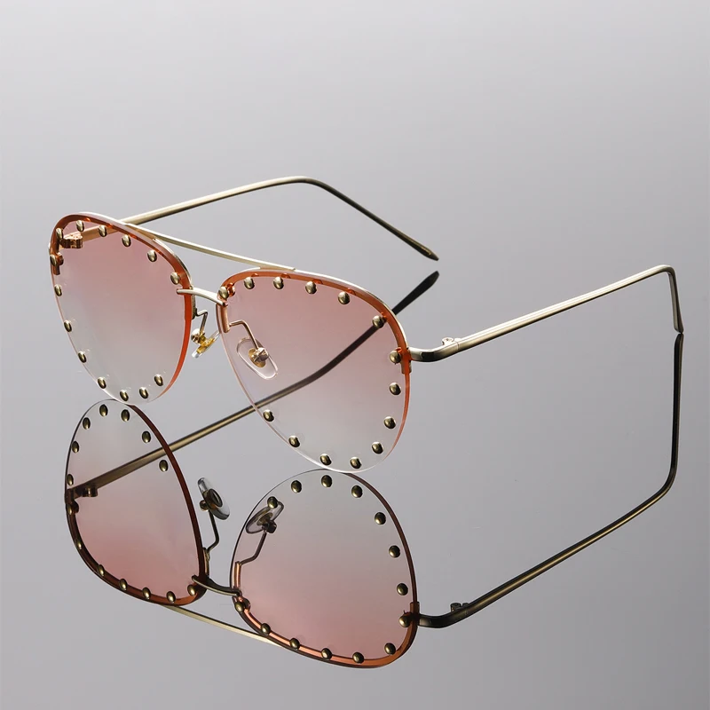 KAMMPT Rimless Pilot Sunglasses Men 2024 New Fashion Vintage Gradient Outdoor Shades Trendy Stylish Brand Designer Sun Glasses