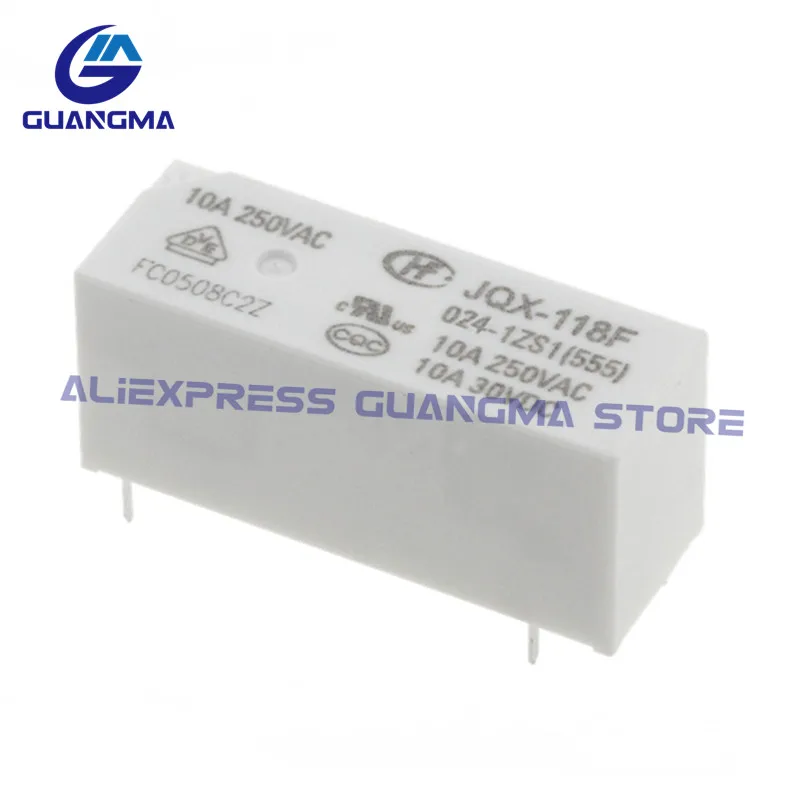 10PCS 100% NEW Original Power Relay HF/JQX-118F-005-1ZS1 JQX-118F-012-1ZS1 JQX-118F-024-1ZS1 HF118F 012 1ZS1 5V 12V 24VDC 5Pin