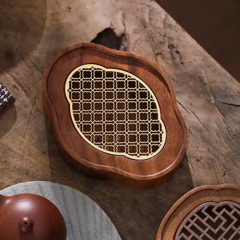 

Small Size Walnut Wood Tea Tray Satone Pad Water Storage Tea Pot Holder Dry Foam Stage Japanese Sle Base Home Decor