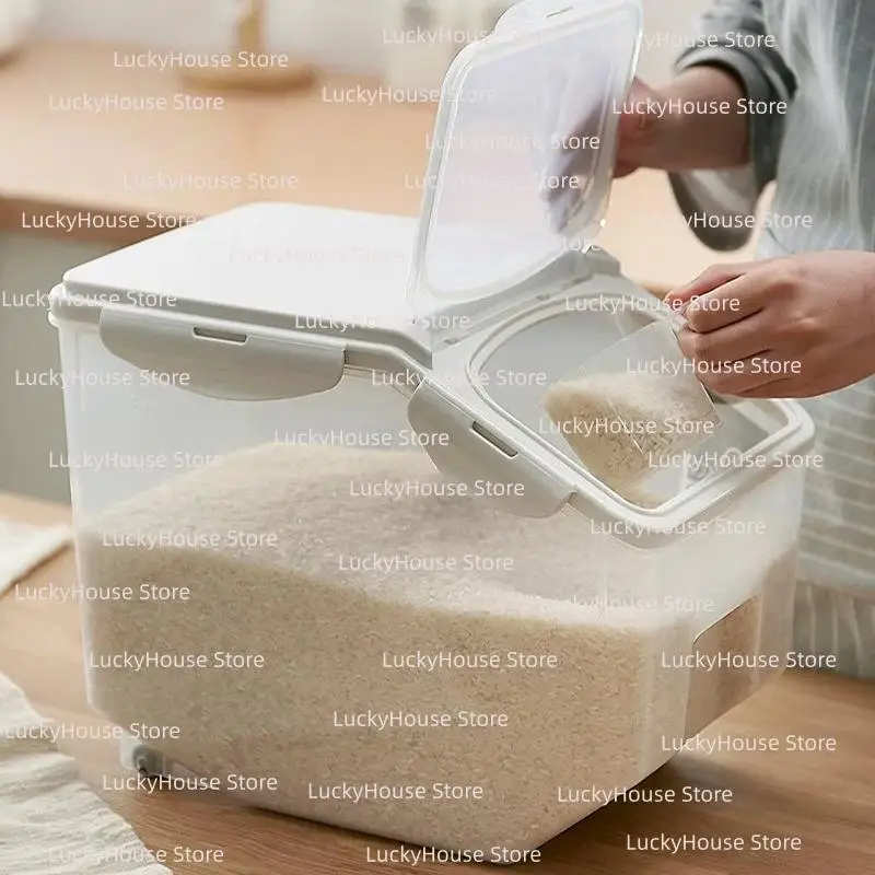 10/15kg Large Rice Tank Kitchen Grain Storage Box Sealed Moisture-proof Plastic Pet Food Storage Container Mildew Grain Bucket