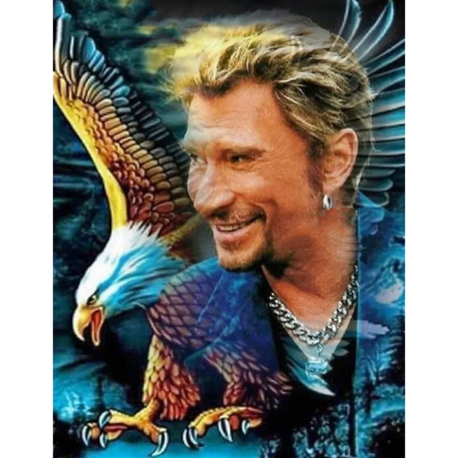 Diy Full Drill Diamond Painting Johnny Hallyday Picture 5D Embroidery Diamond Mosaic Animals Eagle Home Decor Art AA1011