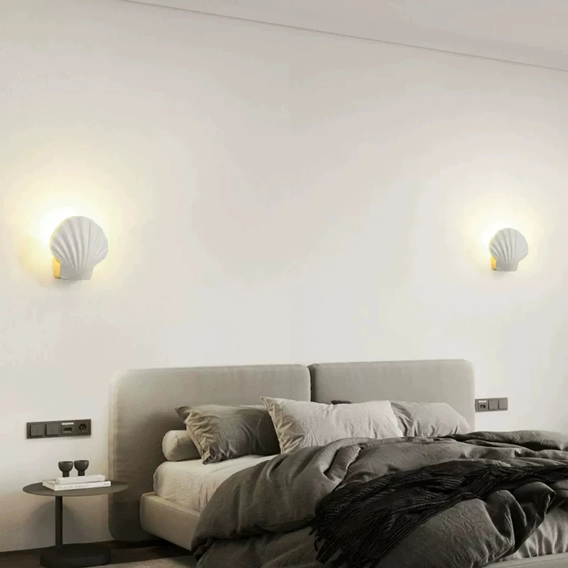Outdoor Waterproof Creative Shell LED Wall Light Living Room Bedroom Bedside Hotel Entrance Corridor Courtyard Atmosphere Lamps