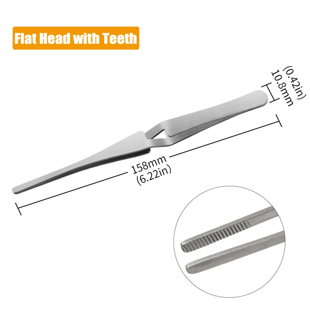 1pc Stainless Steel Tweezers Reverse Fixed Self-Locking Inverse Tweezer Jewelry Making Tool For Electronic Component Repair Tool