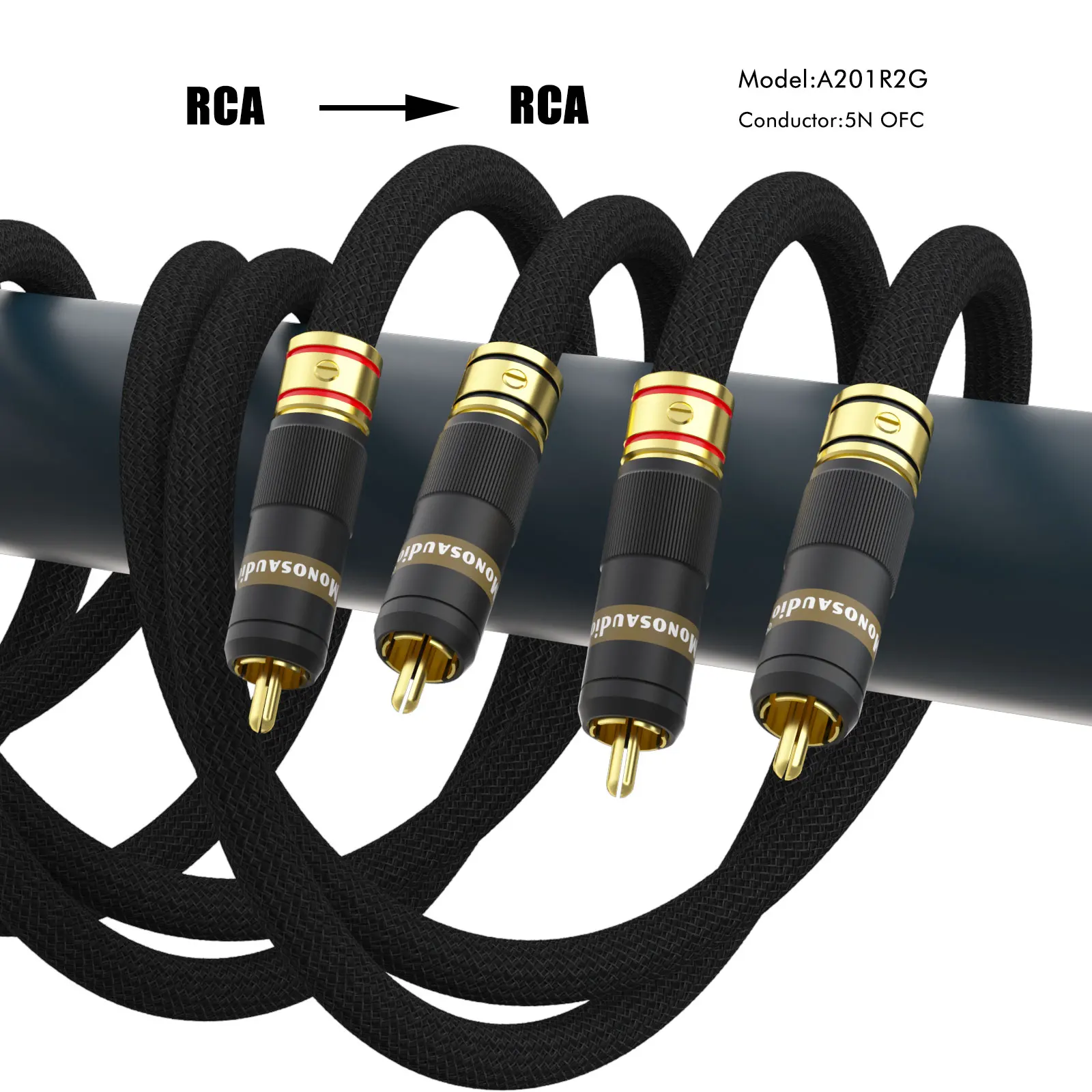 Monosaudio A201 99.99998% XLR/RCA Balanced/Signal Cable with XLR Plug 3Pin /RCA Audio Connectors for Home HiFi System