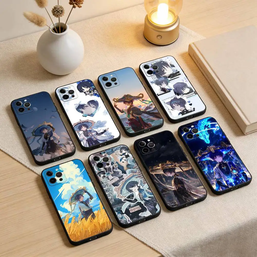 

Genshin-Impact-S-Scaramouche Phone Case For iPhone 17,16,15,14,13,12,11 Plus,Pro Max,XS,Soft Silicone Black Cover