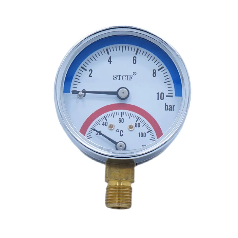 120℃ Temperature And Pressure Integrated Gauge Pressure 10KG 16KG Water Heating Pressure Gauge