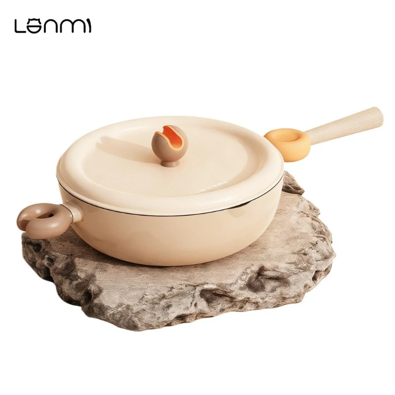 

LANMI 28 см колокольчик вок многофункциональный горшок из алюминиевого сплава индукционный вок с плоским дном антипригарная сковорода подарок для холодильников