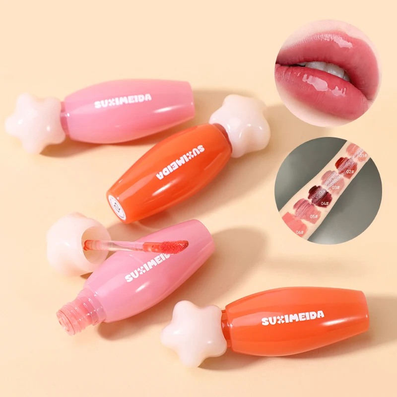 Laque à lèvres hydratante Suximei Da - Finition gelée de verre, style coréen, illumine le teint