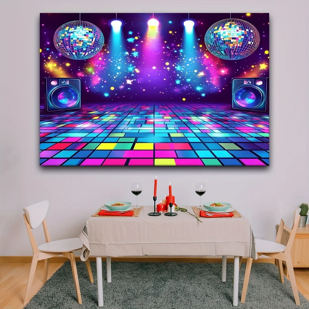 Ein Retro-Partyhintergrund mit 80er- und 90er-Jahre-Motiv – eine lebendige Disco-Tanzszene – Detail 4