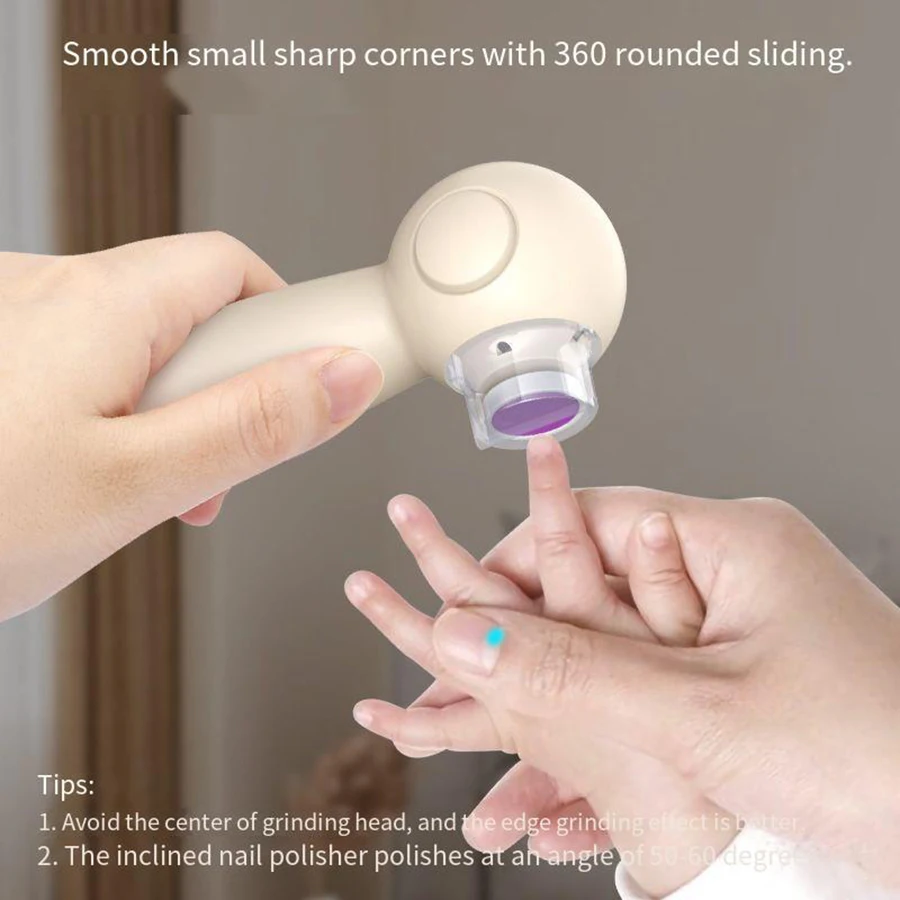 Lucidatore elettrico per unghie 6 teste per levigare le unghie con due velocità di assistenza per l'illuminazione della forbice per lucidare le unghie