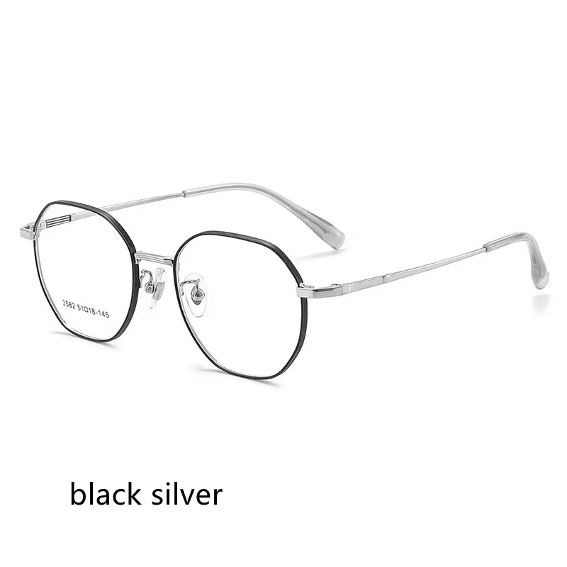 

51mm Retro titanium alloy Frame 2023 New polygon Myopia prescription Woman Men Glasses Myopia Optical Frames 3582