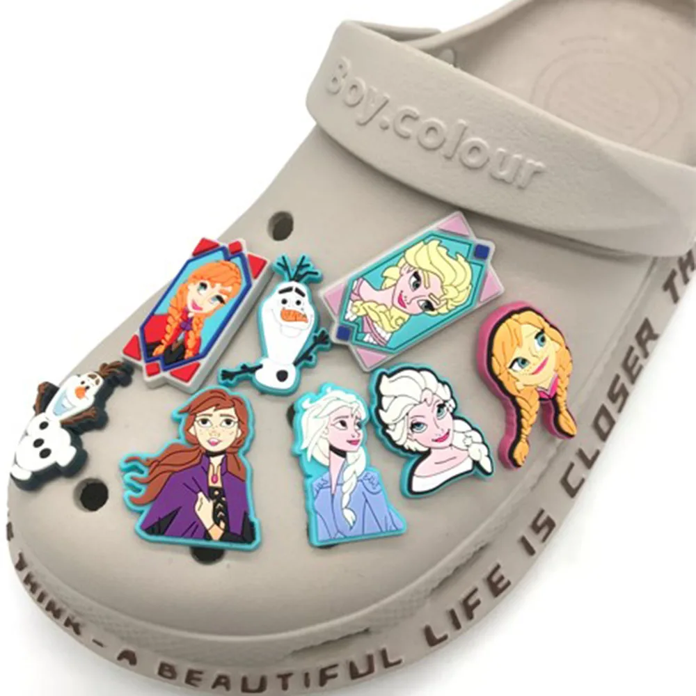 1-25pcs MINISO Frozen Princess Lisa Shoe Buckle Charms Funny Cartoon Character for Clogs Accessories Kids Xmas Birthday Gifts