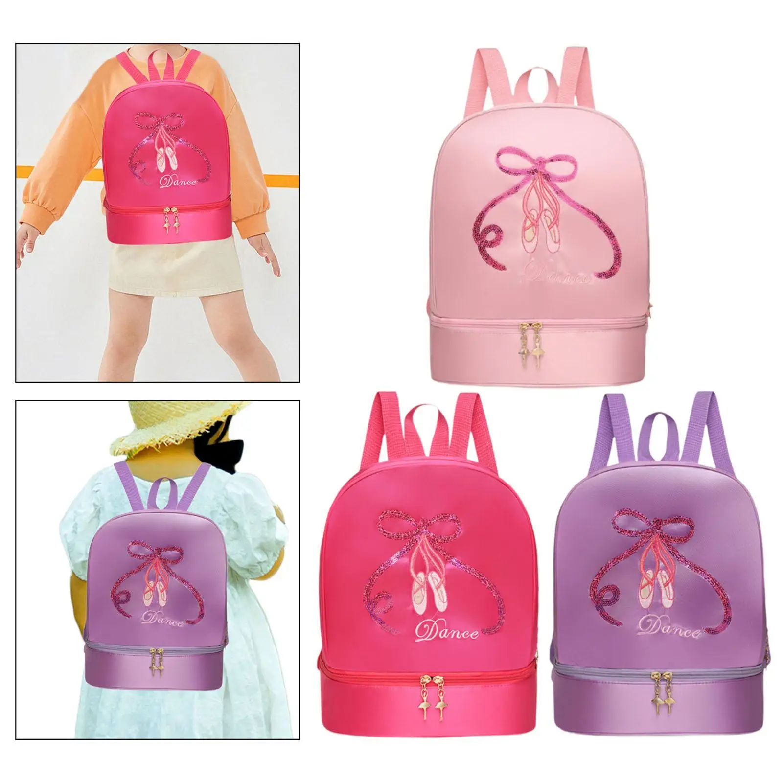 Ballet Dance Backpack Oxford Cloth Portable Waterproof Storage Bag Handbag with