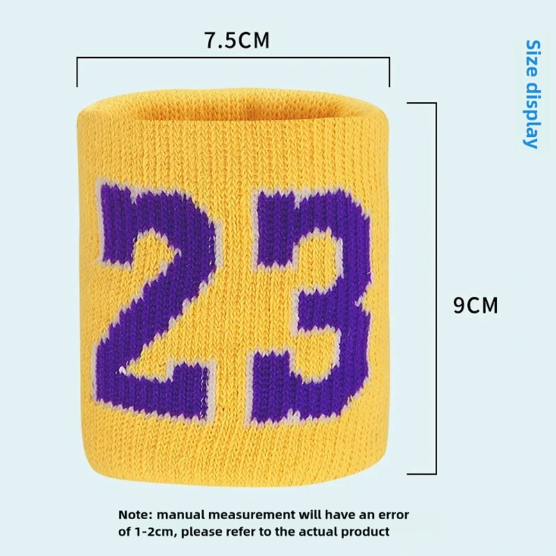 1 Pair Basketball Fitness Wristband Sport Sweatband Number 24 Sweat Wrist Support Brace Suitable For Gym Volleyball Safety Wrist